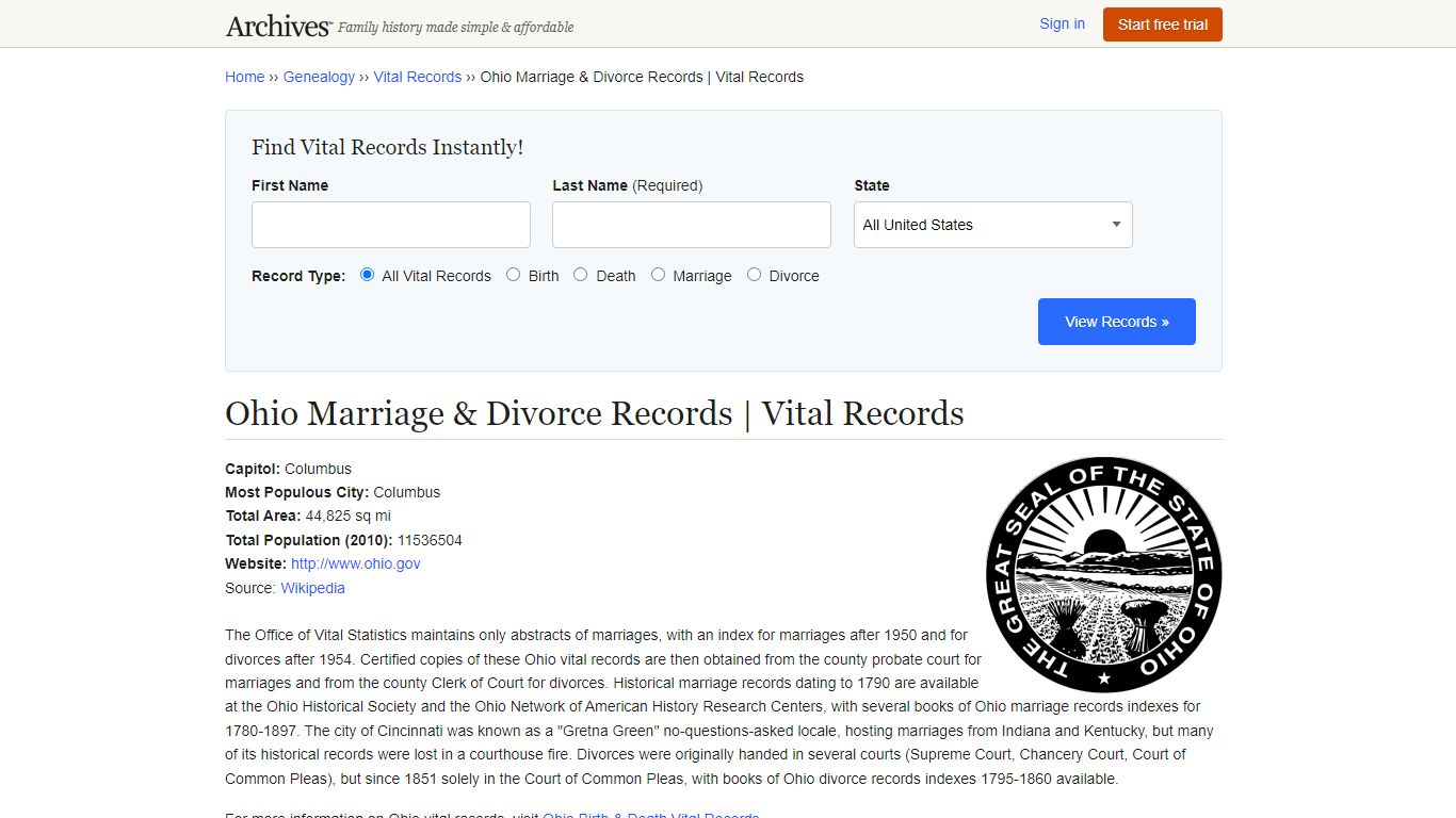 Ohio Marriage & Divorce Records | Vital Records
